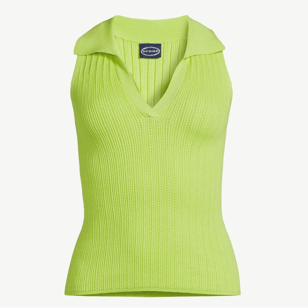 🆕 Scoop Women's Ribbed Sleeveless Polo Shirt (Size XL)